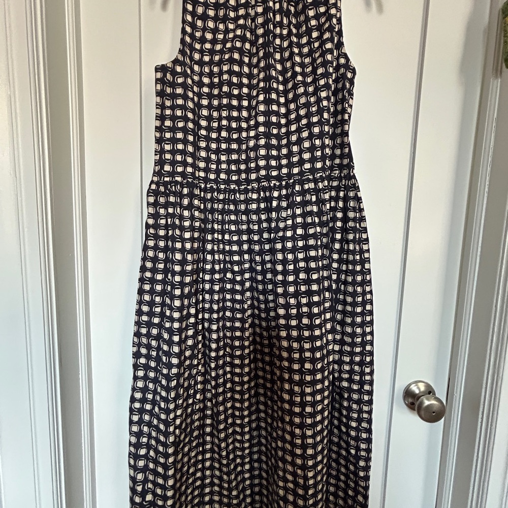 MaxMara Black and Cream Geometric Midi Dress